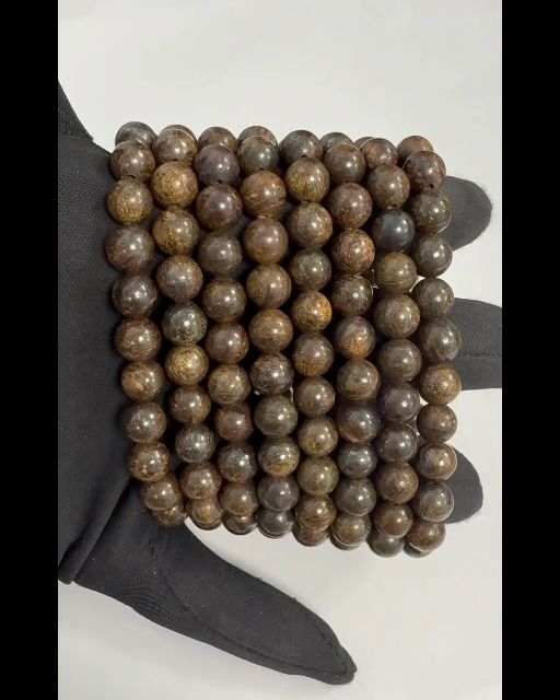 Pulsera de perlas de broncita de 8 mm