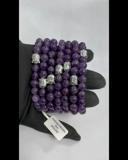 Pulsera amatista & Buda A perles 8mm