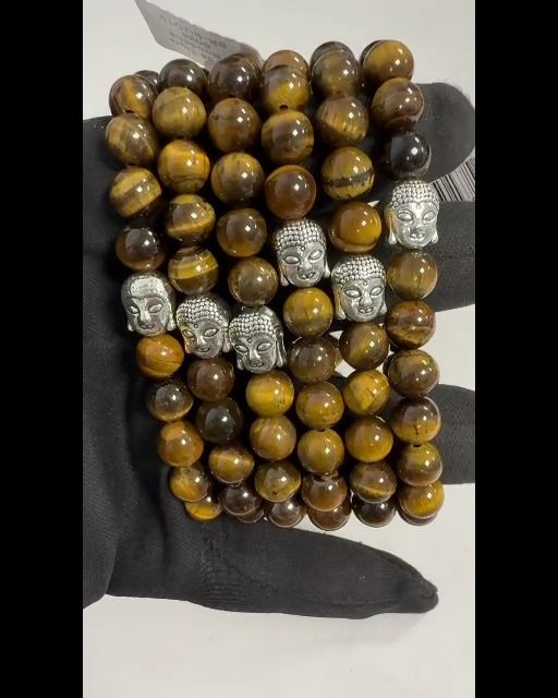 Pulsera de ojo de tigre & Buda A cuentas 8mm