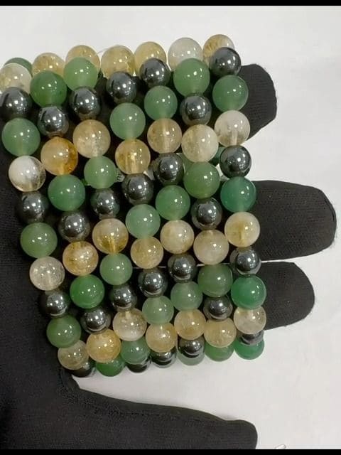 Pulsera Citrino Calentado, Aventurina Verde, Hematita A de 8mm