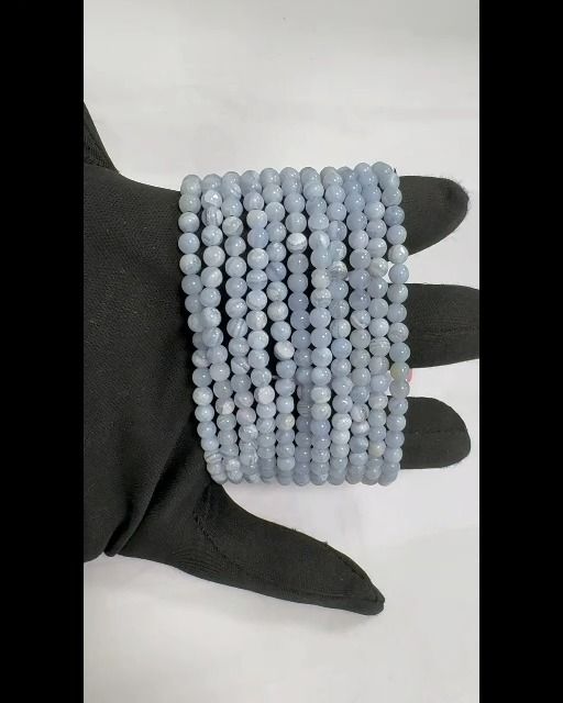Pulsera Calcedonia Azul Cuentas AA Encintadas 4.5mm