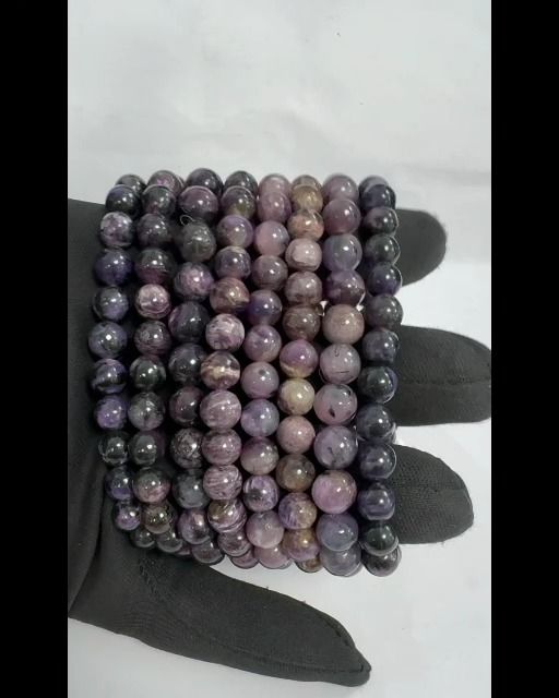 Pulsera de charoita A+ con cuentas de 7-8 mm