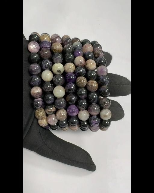 Pulsera de charoita con cuentas de 8,5-9,5 mm