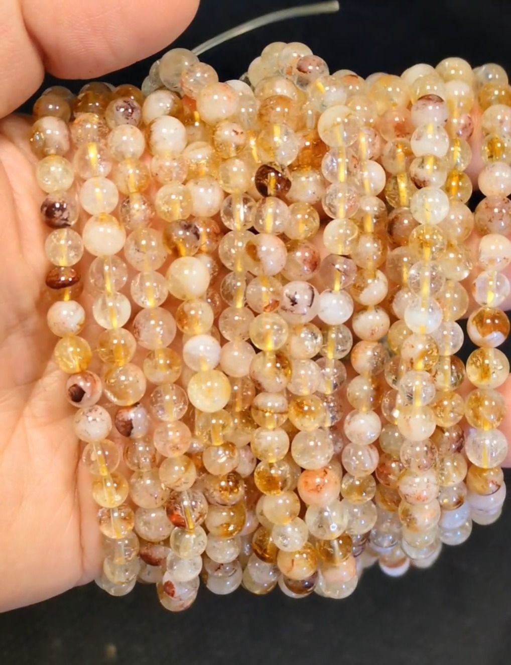 Pulsera de citrino tratado térmicamente con cuentas de 5-6 mm