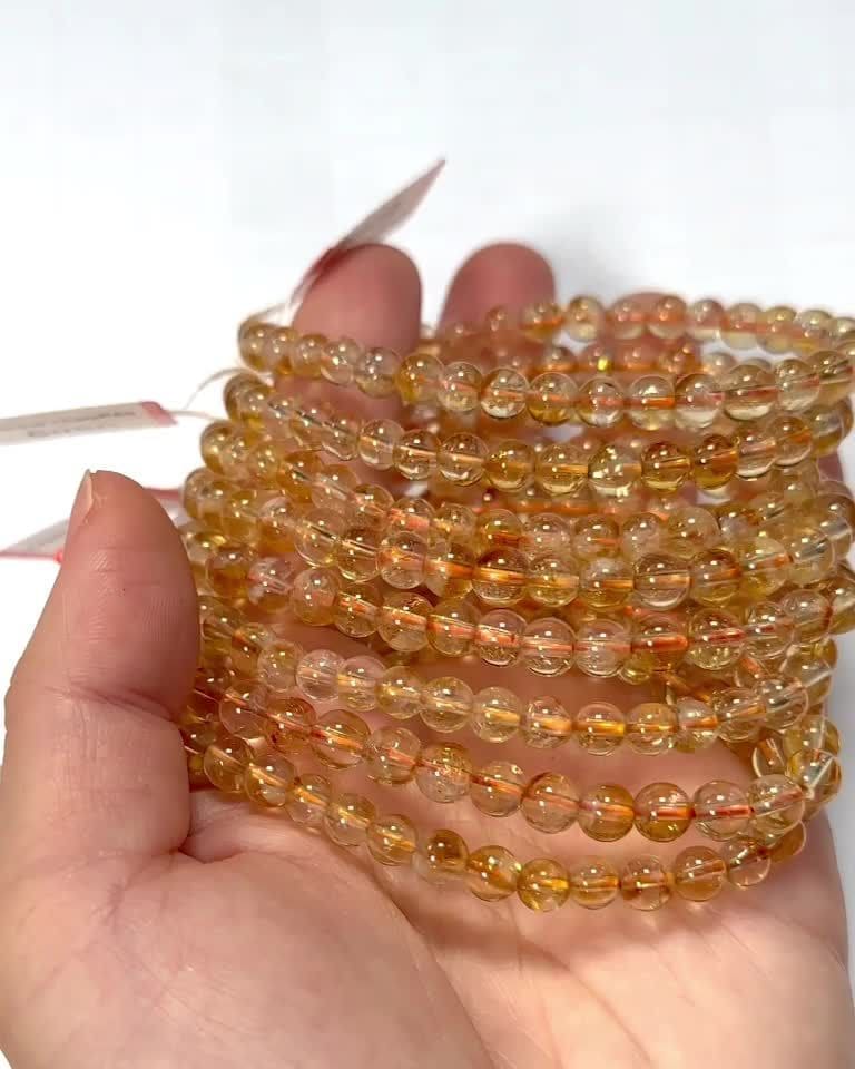 Pulsera de citrino calentado A cuentas de 6-7 mm
