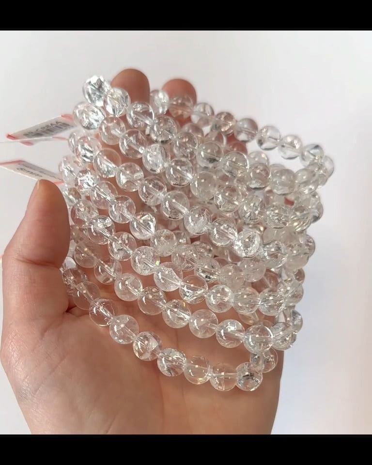 Pulsera de cristal de roca arcoíris cuentas AA 7,5-8,5 mm