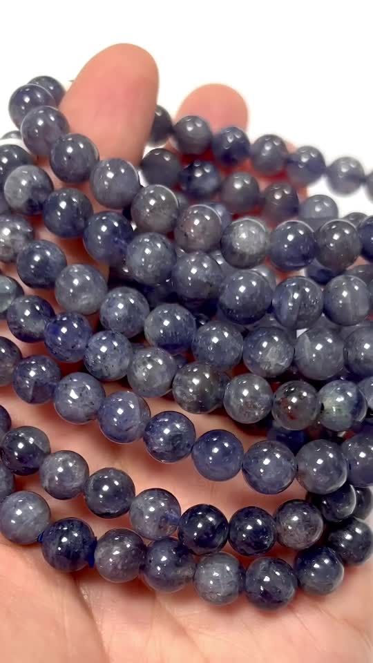 Pulsera Cordierita Lolite perlas AAA 6.5-7.5mm