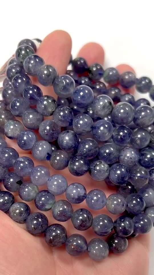 Pulsera Cordierita Lolite perlas AAA 7.5-8.5mm
