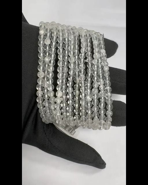 Pulsera Crack de Cristal de Roca A cuentas de 4mm