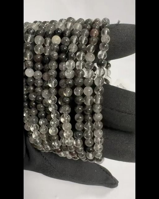 Pulsera Cristal de roca Turmalina Brasil A cuentas de 4-5 mm
