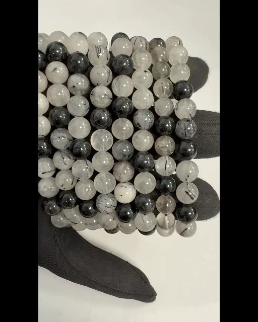 Pulsera Cristal de roca Turmalina Cuentas AA 8-9mm