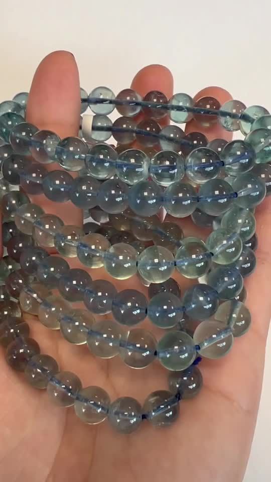 Pulsera Fluorita Azul perlas AAA 8mm