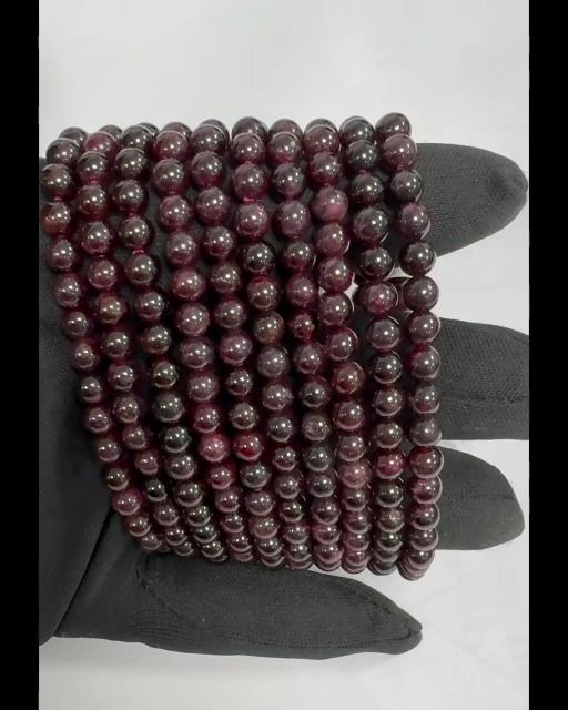 Pulsera De Granate Rojo Con Cuentas De 5-6mm