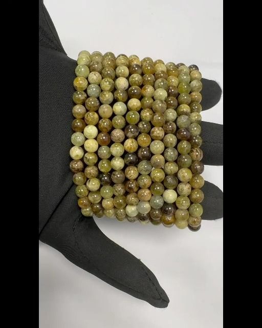 Pulsera Grossular Granate Verde Cuentas A 6mm