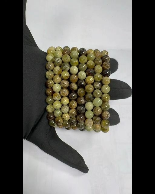 Pulsera Grossular Granate Verde Cuentas A 8mm