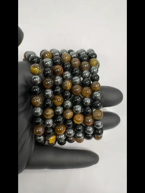 Pulsera de Hematita, Ojo de tigre, Obsidiana Negra cuentas de de 8mm