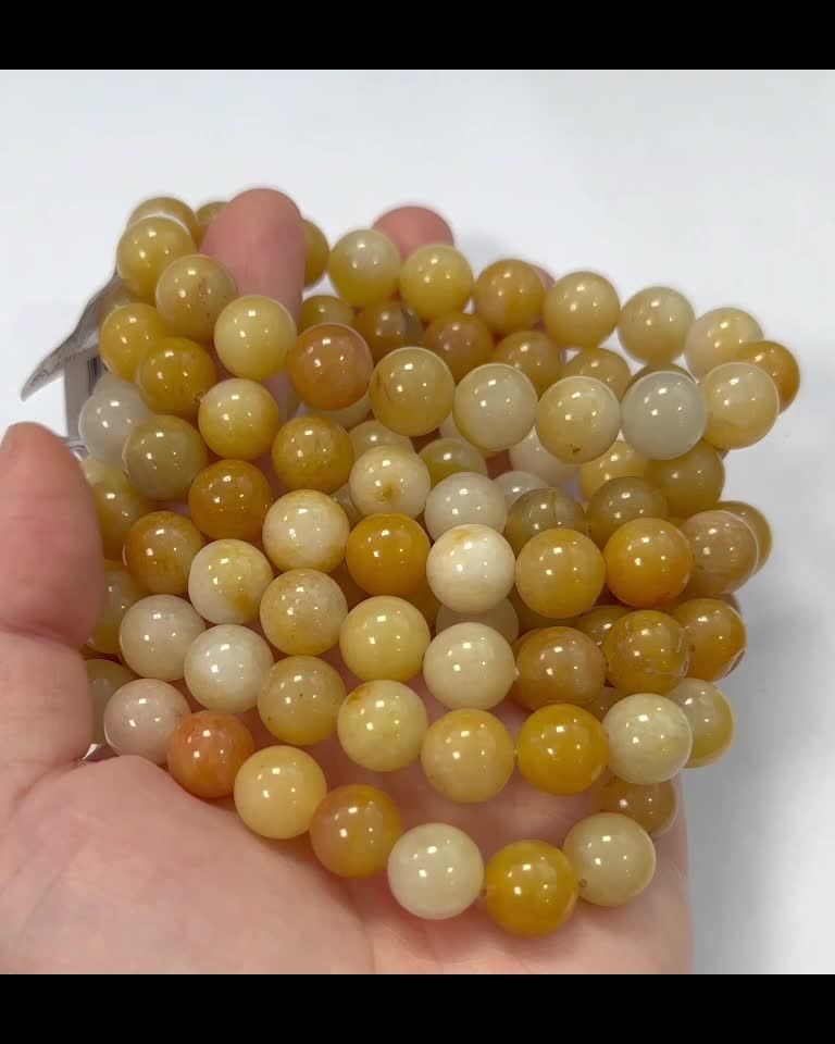 Pulsera Jade Amarillo A perlas 10mm