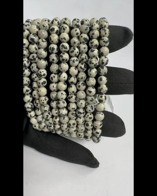 Pulsera de perlas de Jaspe Dalmata de 6mm