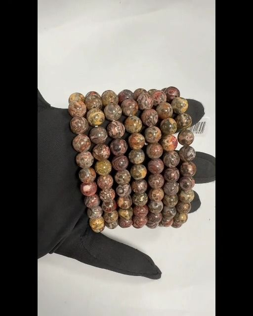 Pulsera de jaspe orbicular de leopardo de 8-9 mm