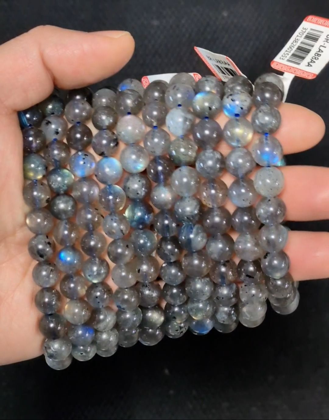 Pulsera de labradorita con cuentas AA+ de 8-8,5 mm