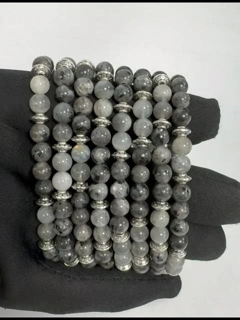 Pulsera de Labradorita, Larvikite Charms A de 6mm