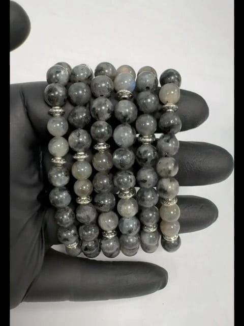 Pulsera de Labradorita Larvikite Charms A de 8mm