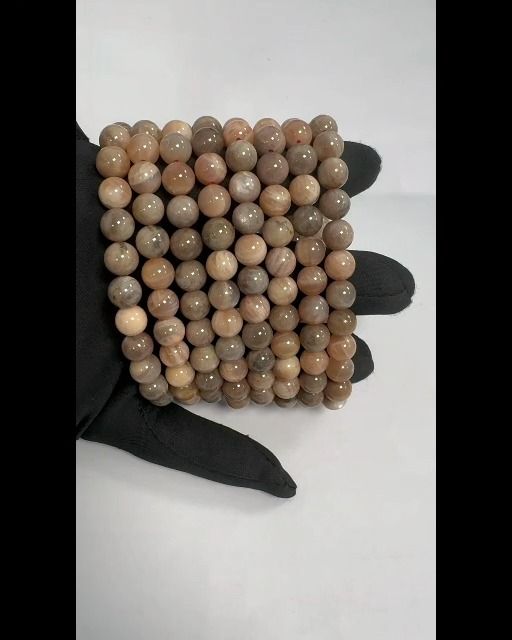 Pulsera de piedra lunar marrón con cuentas de 8-9 mm