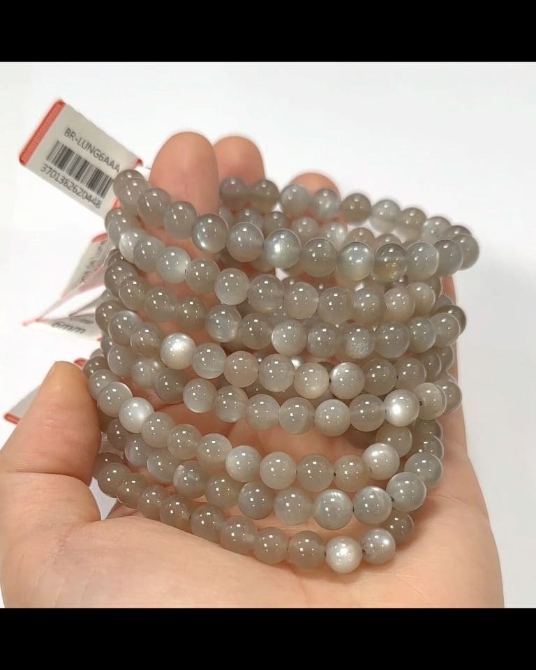 Pulsera Piedra Luna Gris cuentas AAA 6-7mm