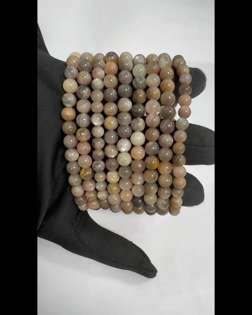 Pulsera de piedra lunar negra con cuentas de 5,7-6,7 mm