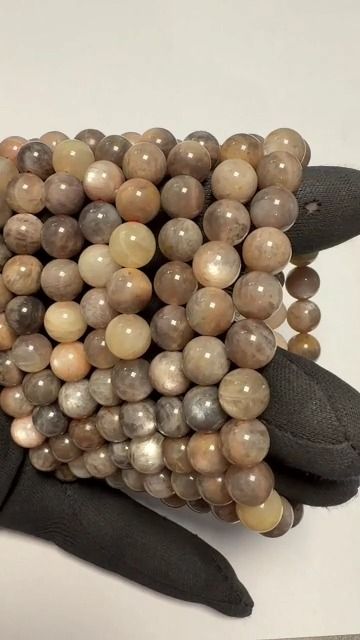 Pulsera de Piedra de Luna Negra A+ cuentas 8-9mm