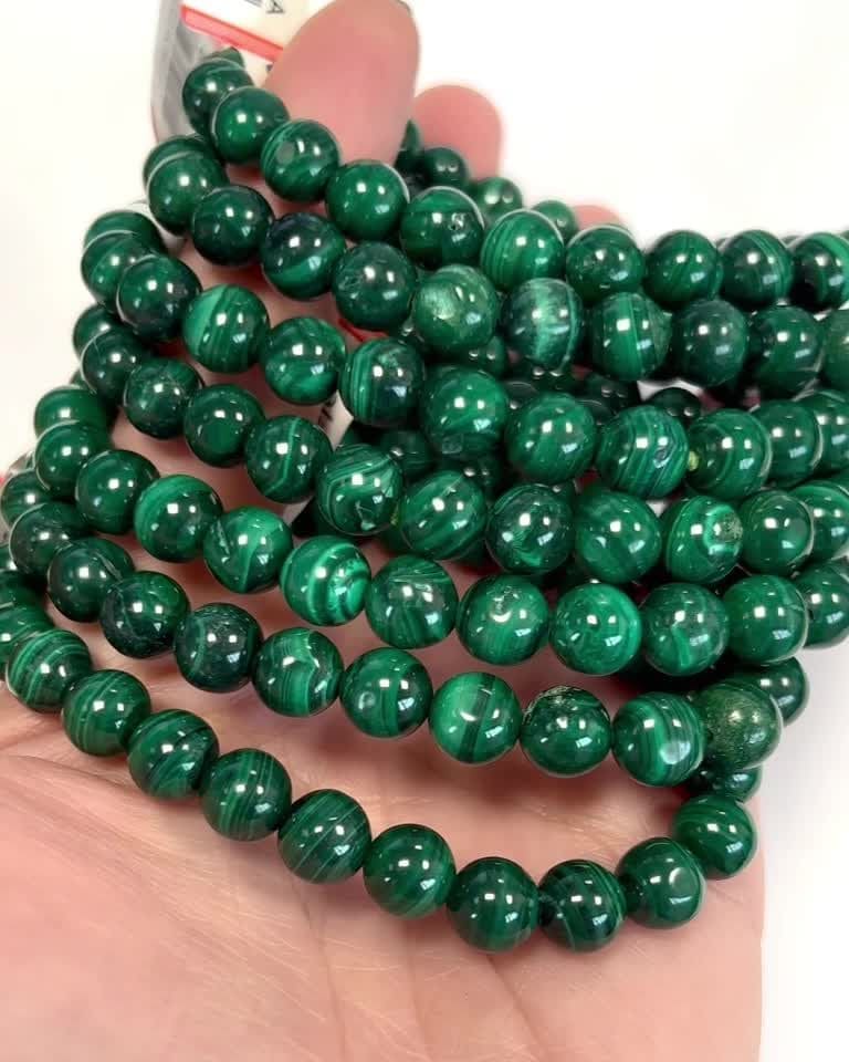 Pulsera de cuentas de malaquita de 7-8 mm