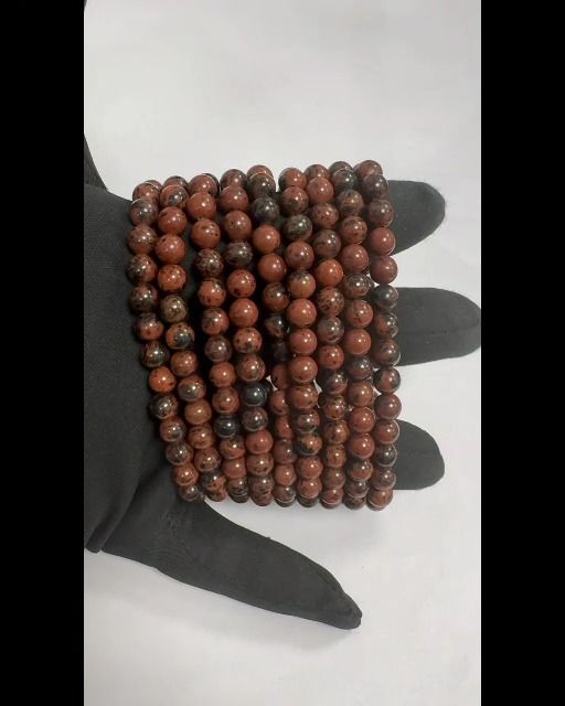 Pulsera cuentas de obsidiana Caoba  6mm