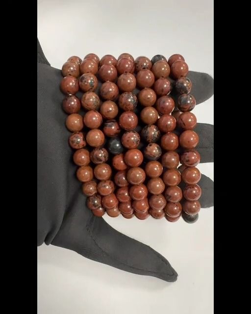 Pulsera cuentas de obsidiana Caoba 8mm