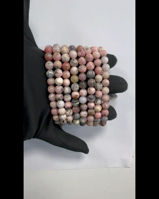 Pulsera de ópalo rosa con cuentas de 8 mm