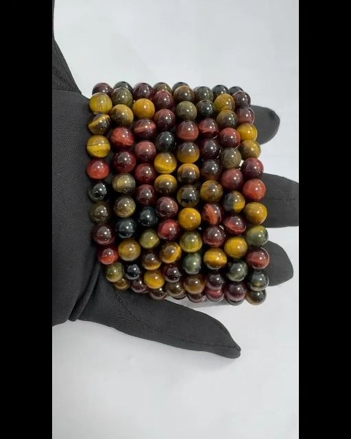 Pulsera ojo de tigre multicolor cuentas AA 8mm