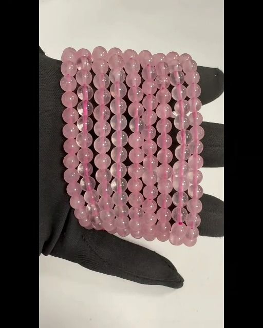 Pulsera de cuarzo rosa con cuentas AA de 6-7 mm