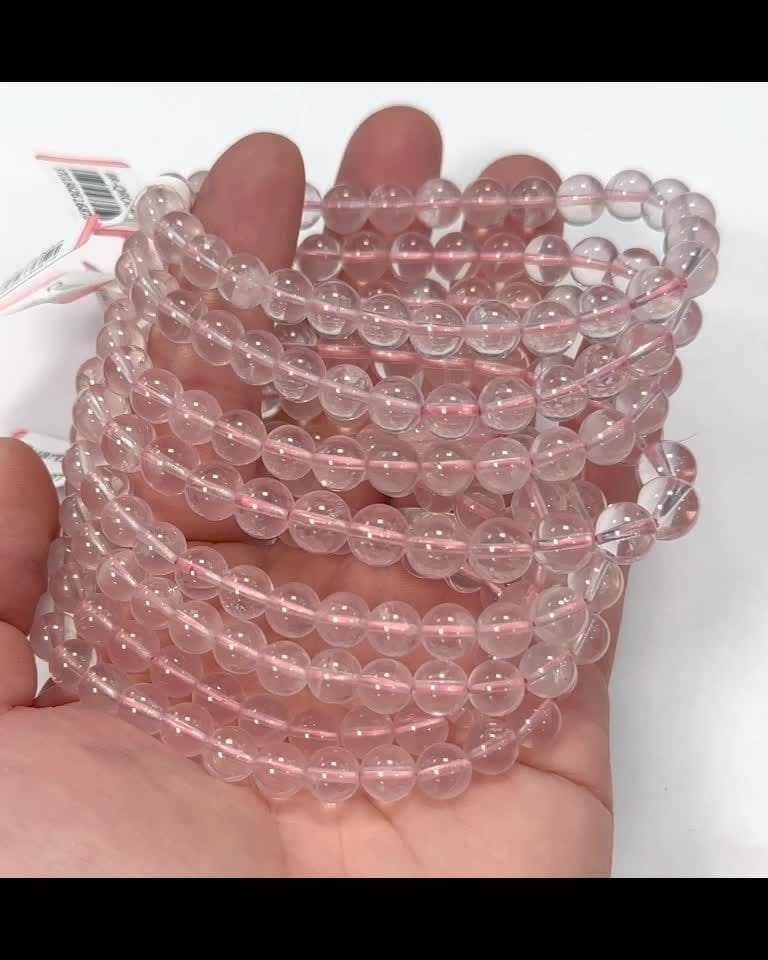 Pulsera Cuarzo Rosa perlas AAA 6-7mm