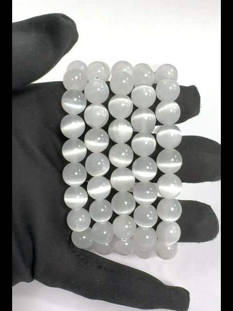 Pulsera de Selenita Ojo de Gato AA cuentas de 10mm