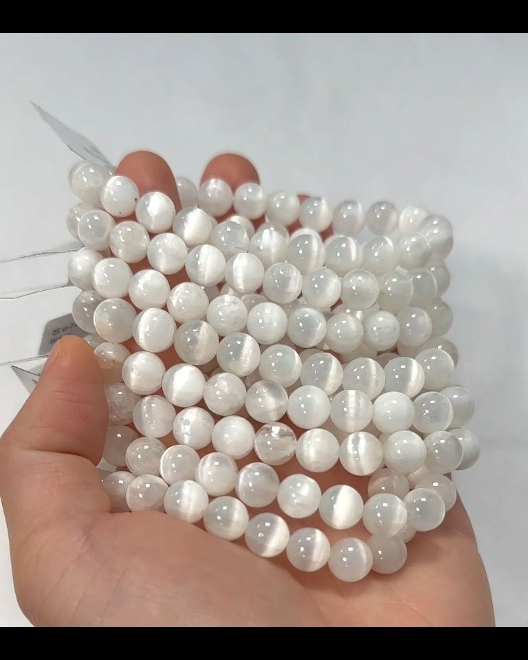 Pulsera de Selenita Ojo de Gato AA cuentas de 8mm