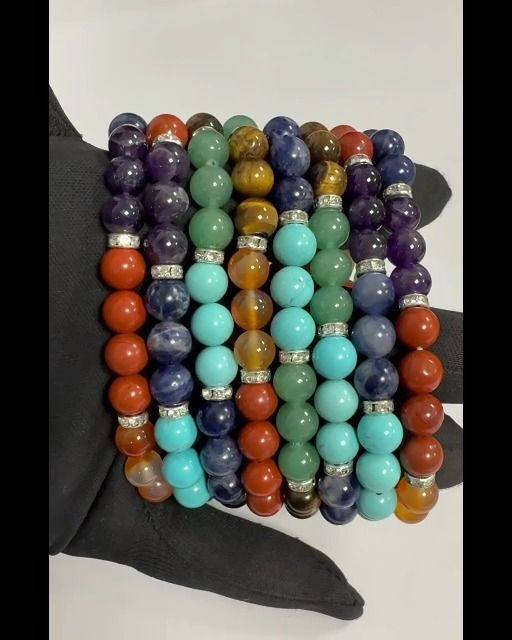 Pulsera 7 chakras & strasscuentas de 8mm.
