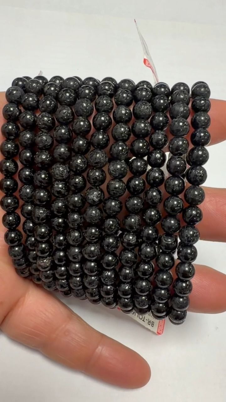 Pulsera de Turmalina Negra AB cuentas de 7-8mm