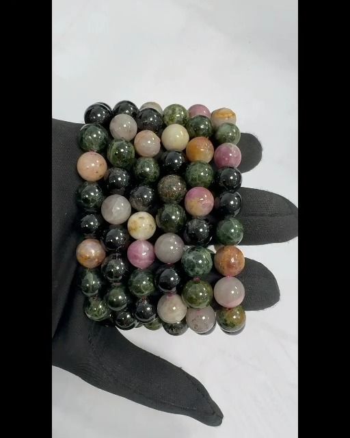 Pulsera Turmalina Multicolor Cuentas A 10mm