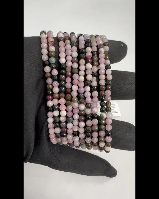 Pulsera De Turmalina Multicolor Con Cuentas De 4mm