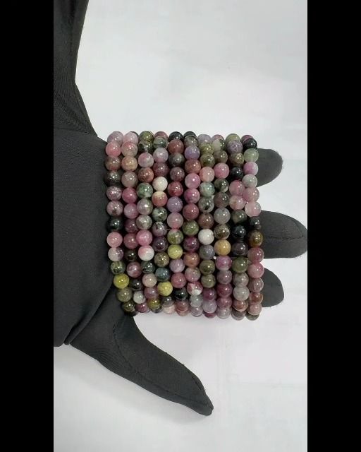 Pulsera turmalina multicolor cuentas AA 6-6.5mm