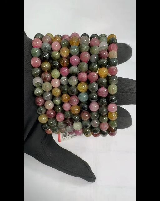 Pulsera turmalina multicolor cuentas AA+ 6.5-7.5mm