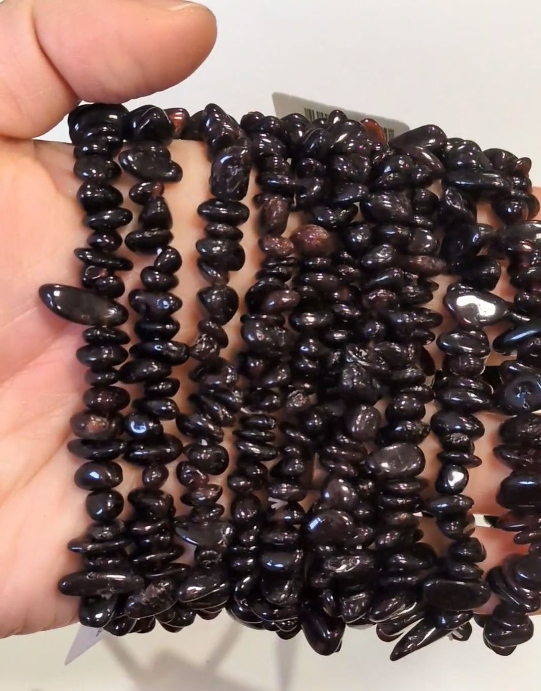 Pulsera Granate Roja A chips 18cm.