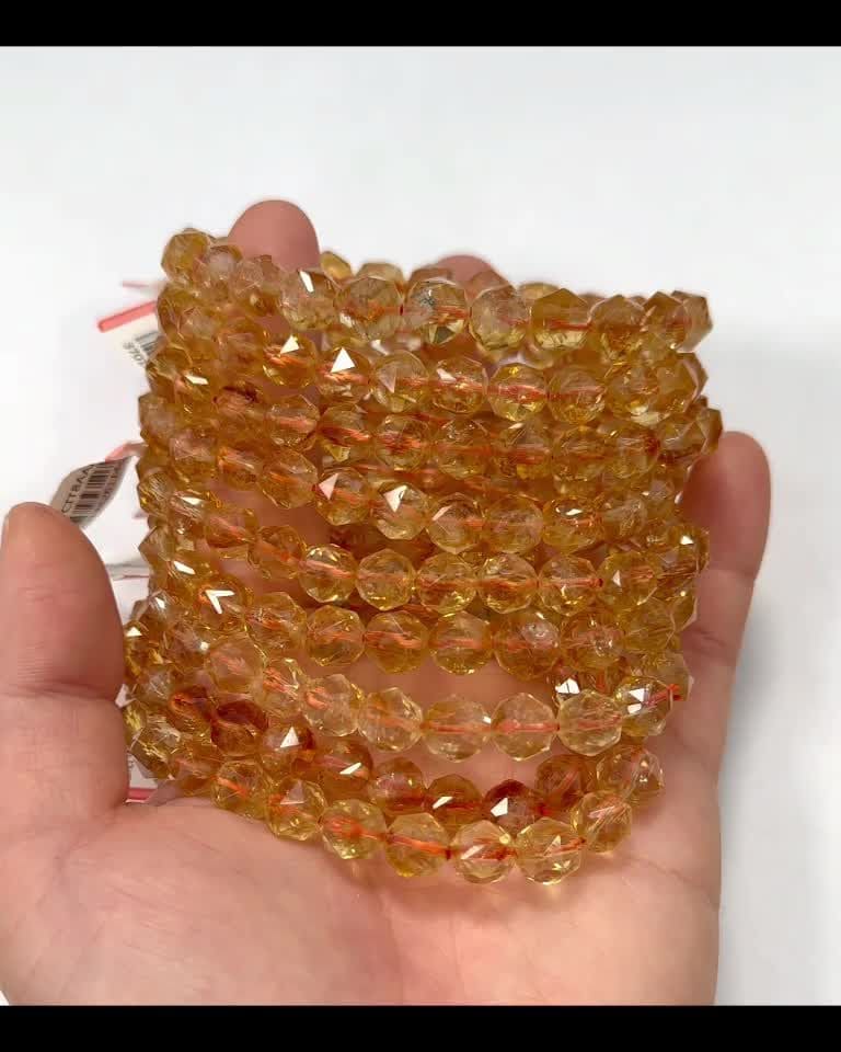 Pulsera facetada de citrino calentado con cuentas AAA de 7.5 a 8.5 mm