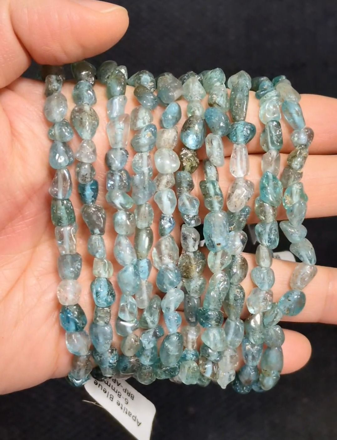 Pulsera de apatita azul A+ piedras pulidas
