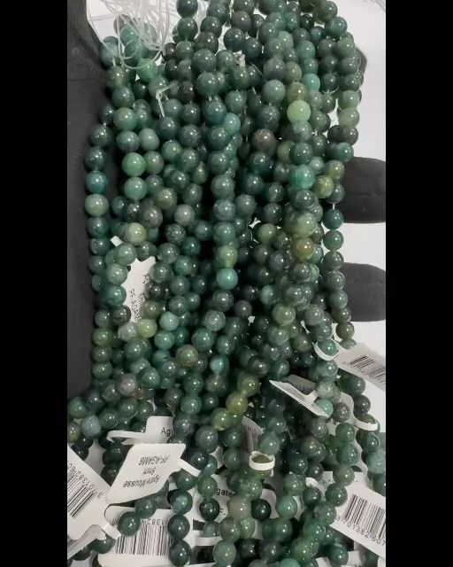 Perlas de Agata Musgo de 6mm en hilo de 40cm
