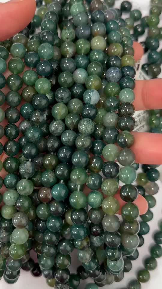 Perlas de Agata Musgo de 8mm en hilo de 40cm
